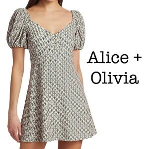 Alice + Olivia Dana puff sleeve mini